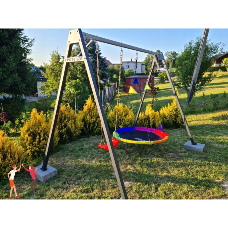 Potenza Kinderschaukel Verzinktes Schaukelgestell Doppelschaukel für Kinder und Hängematte