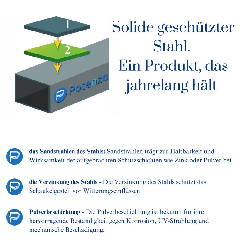 Potenza Kinderschaukel Verzinktes Schaukelgestell Doppelschaukel für Kinder und Hängematte