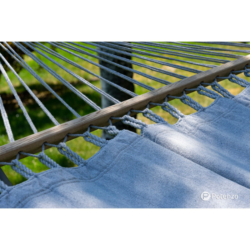 Potenza Stabhängematte Merida 215x160cm für 2 Personen Hängematte 100% Baumwolle, Belastbarkeit bis 200 kg I Silver