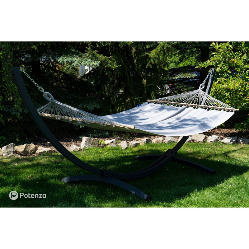 Potenza Stabhängematte Merida 215x160cm für 2 Personen Hängematte 100% Baumwolle, Belastbarkeit bis 200 kg I Silver