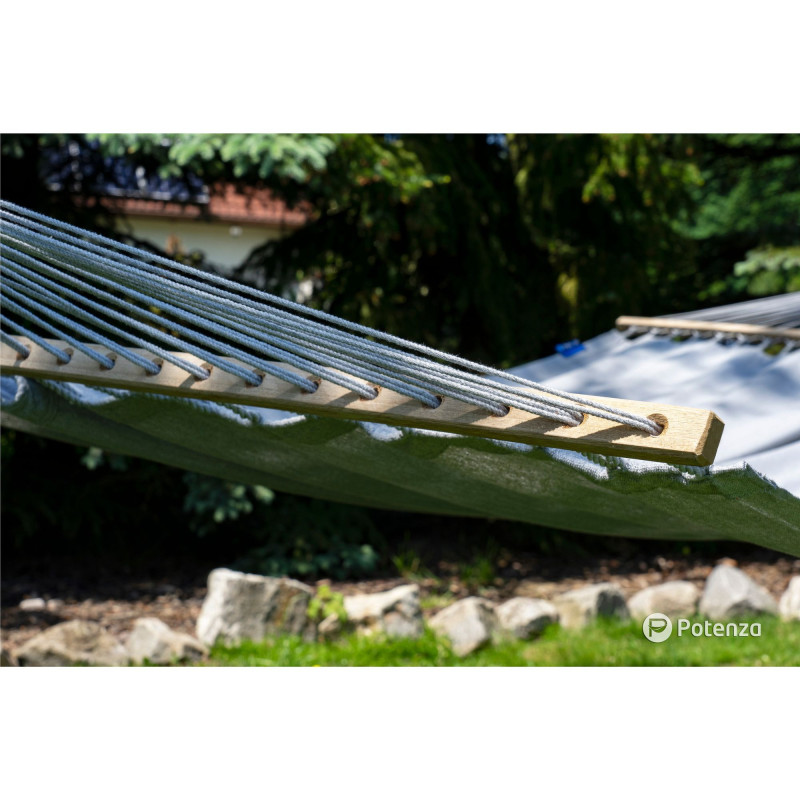 Potenza Stabhängematte Merida 215x160cm für 2 Personen Hängematte 100% Baumwolle, Belastbarkeit bis 200 kg I Silver