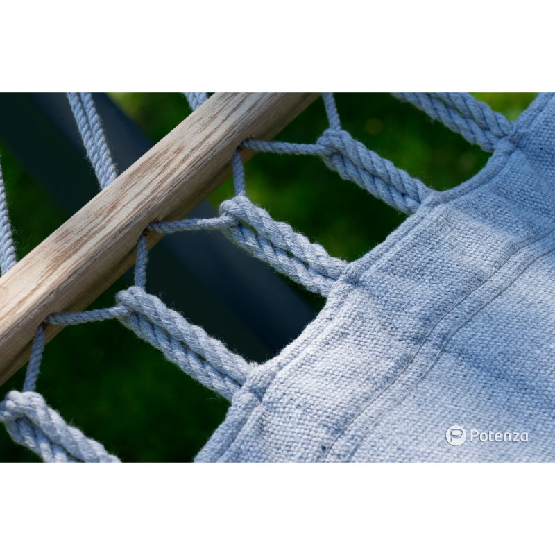 Potenza Stabhängematte Merida 215x160cm für 2 Personen Hängematte 100% Baumwolle, Belastbarkeit bis 200 kg I Silver