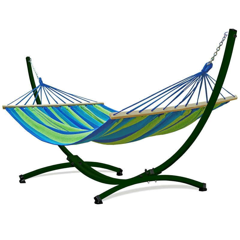 Potenza Stabhängematte mit Gestell bis 220kg I Hängematte- 220x160, 200kg I  Acadia - Grün-Blau