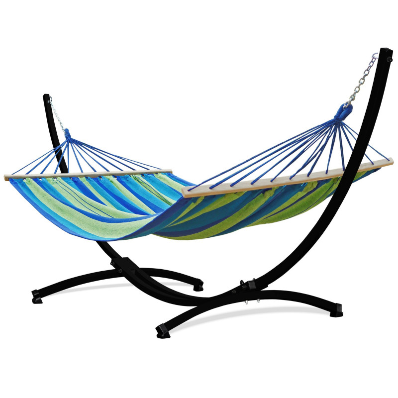 Potenza Stabhängematte mit Gestell bis 220kg I Hängematte- 220x160, 200kg I  Acadia - Grün-Blau