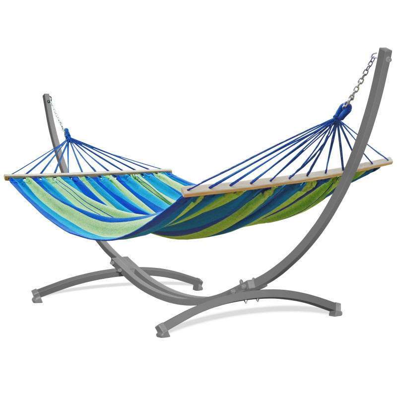 Potenza Stabhängematte mit Gestell bis 220kg I Hängematte- 220x160, 200kg I  Acadia - Grün-Blau