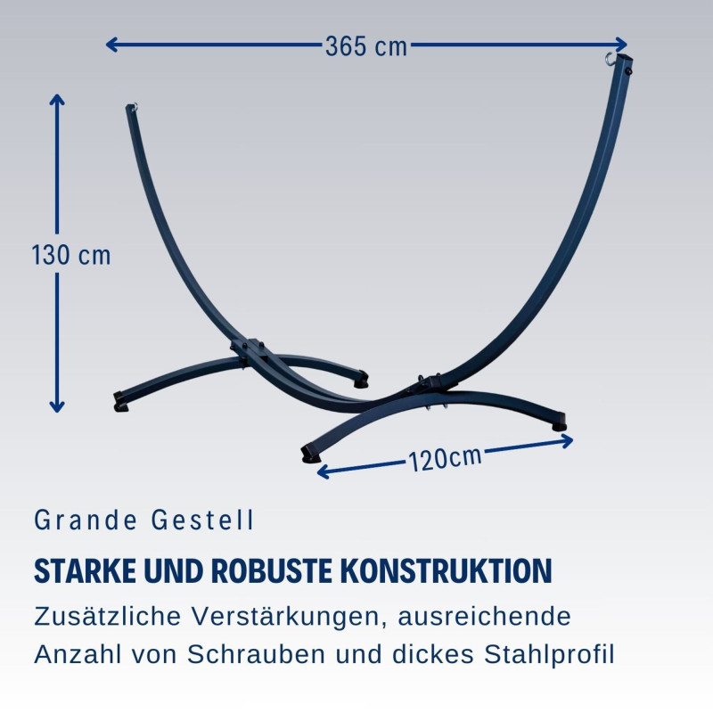 Potenza Stabhängematte mit Gestell bis 220kg I Hängematte- 220x160, 200kg I  Acadia - Grün-Blau