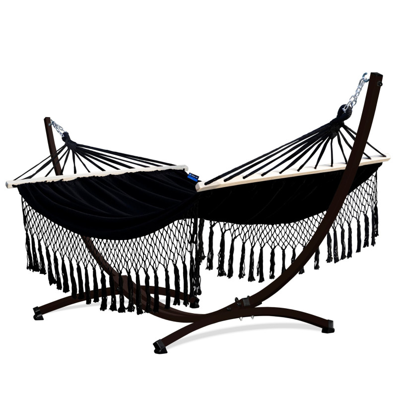 Potenza Stabhängematte mit Gestell bis 220kg I Hängematte- 220x160, 200kg I  Acadia - Santia Schwarz