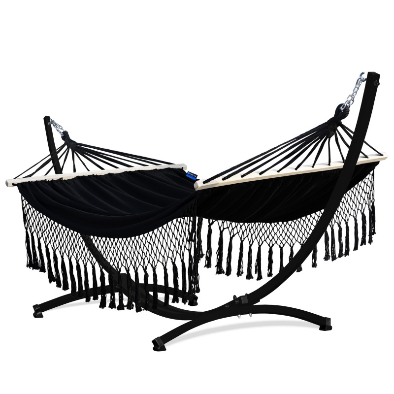 Potenza Stabhängematte mit Gestell bis 220kg I Hängematte- 220x160, 200kg I  Acadia - Santia Schwarz