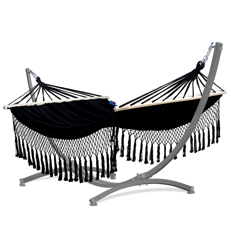 Potenza Stabhängematte mit Gestell bis 220kg I Hängematte- 220x160, 200kg I  Acadia - Santia Schwarz