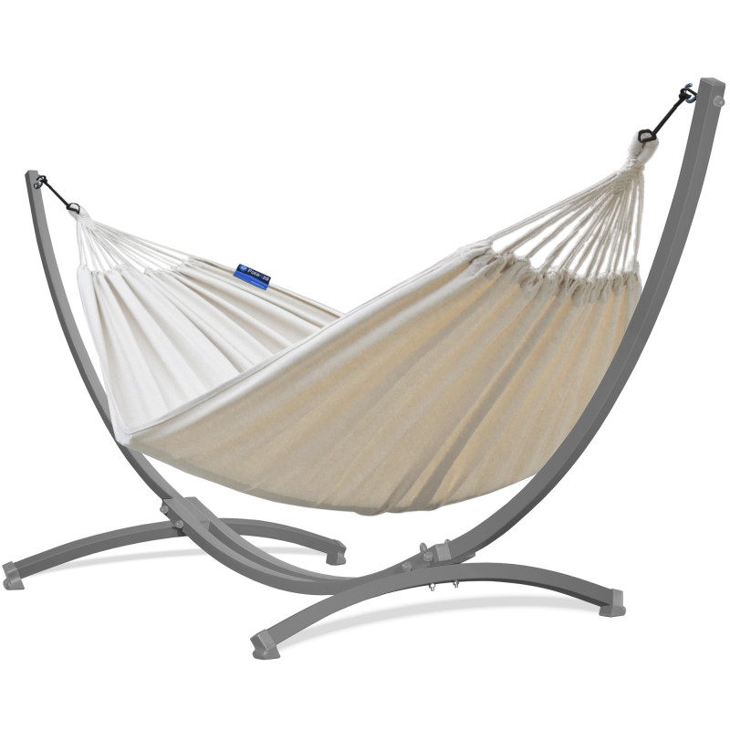 Potenza Hängematte mit Verzinkter Gestell – 220kg für 2 Personen I Hängematte- 220x160, 200kg I  Cocoon - Ecru