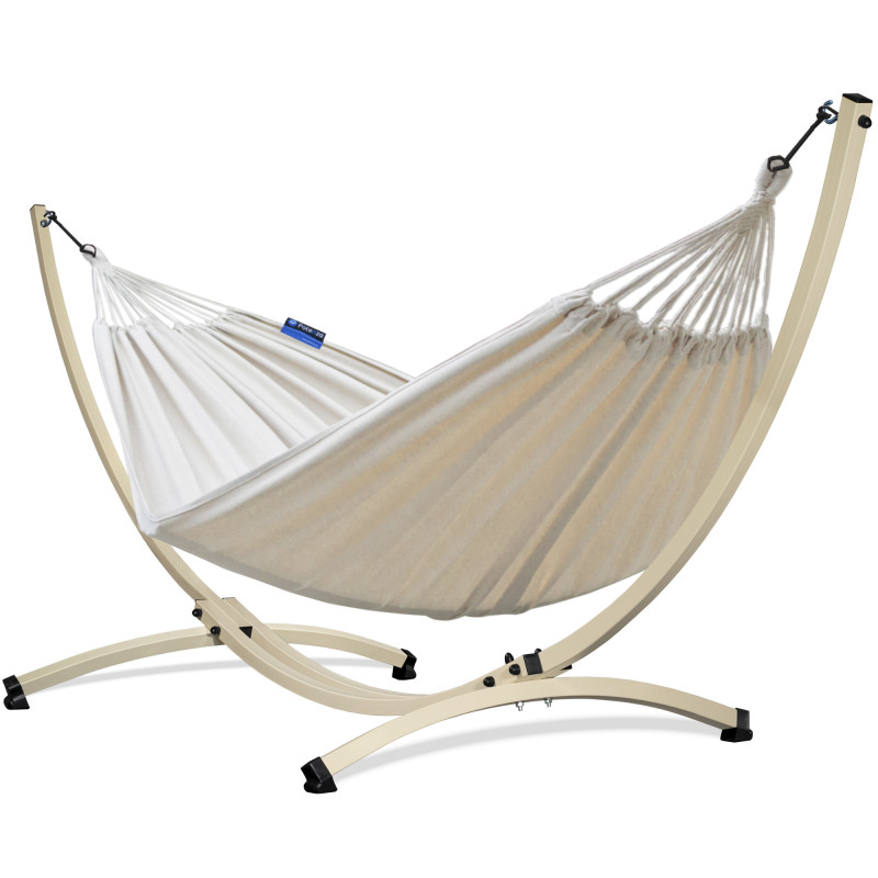 Potenza Hängematte mit Verzinkter Gestell – 220kg für 2 Personen I Hängematte- 220x160, 200kg I  Cocoon - Ecru